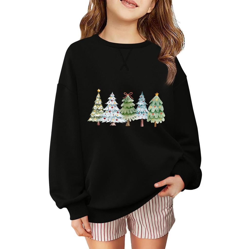 Children's Fashionable Casual Long-sleeved Loose Christmas Print Pullover Sweatshirt