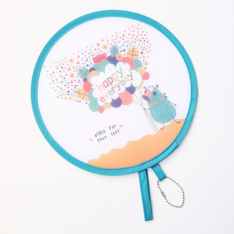 Mini Cartoon Folding Fan: Japanese Round Handheld Portable Fan for Students