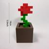 2pcs Pixel Rose Flower Ornament, 3D Printed Unique Flower Decoration, Plastic Flower Item Suitable for Bedside Table, Desktop
