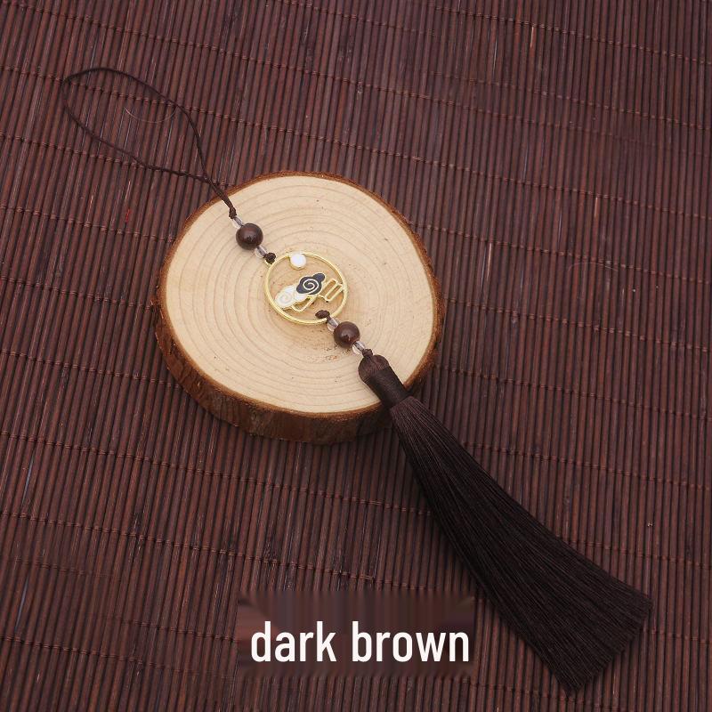 Colorful Clouds Chasing the Moon Tassel Pendant for Hanfu Qipao - 12CM Fan Lantern Jade Lapel Accessory