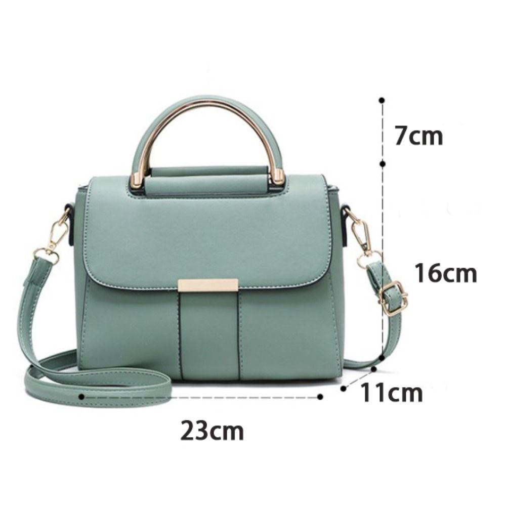 Small PU Leather Handbag Solid Color Adjustable Casual Tote Shoulder Strap Square Shoulder Bag Lady