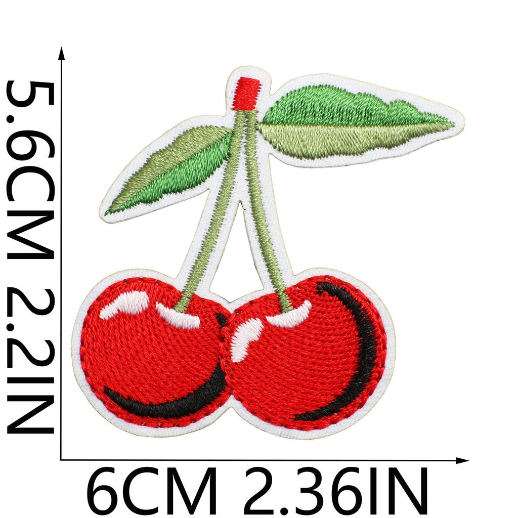 New Fruit Embroidery Cloth Sticker, Clothes Bag Decoration Patch Sticker, Cherry Small Mouth Computer Embroidery Stamp, Ironing