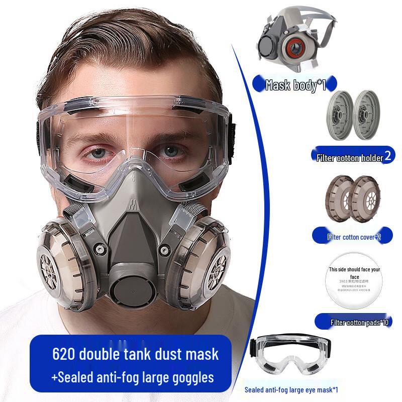6200 Reusable Half Face Respirator Kit with Goggles