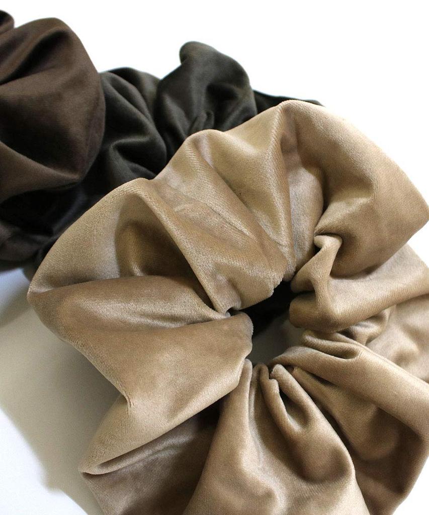 Kobe Vingtaine VINGTAINE Velour Voluminous and Black Scrunchie, Oversized, Big, Gorgeous, Trendy, Ponytail, HS-144-BK -