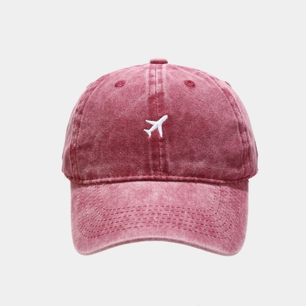 Washed Cotton Airplane Embroidered Baseball Cap Hip Hop Distressed Plane Dad Hat Adjustable Sunscreen Sun Hat