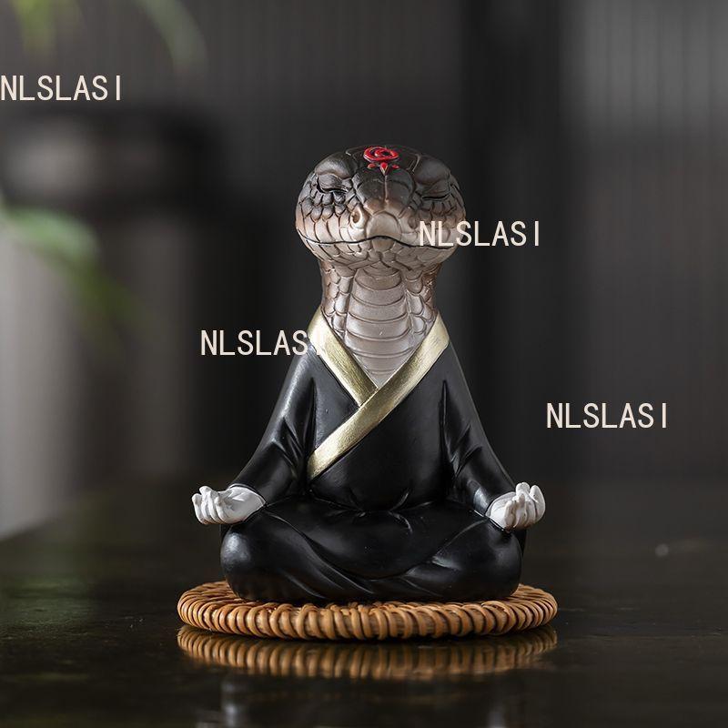1pcs Snake Face Meditation Tea Pet Chinese Style Snake Desktop Ornament Home Tea Play Car Ornament Resin Handicraft Accessories