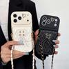 Crossbody Necklace Strap Metal Leather Lanyard Phone Case For iPhone 17 16 15 14 13 12 11 Pro Max Air 7 8 Plus XS Wallet Cover