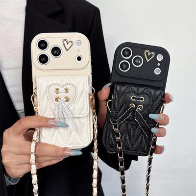 Umhänge-Halskettenband Metall Leder Lanyard Handyhülle Für iPhone 17 16 15 14 13 12 11 Pro Max Air 7 8 Plus XS Brieftaschen-Abdeckung