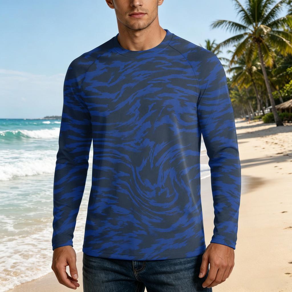 Men's UPF50+ Sun Protection Shirt Long Sleeve Outdoor Stretch Athletic Top Lightweight Quick Dry UV Resistant