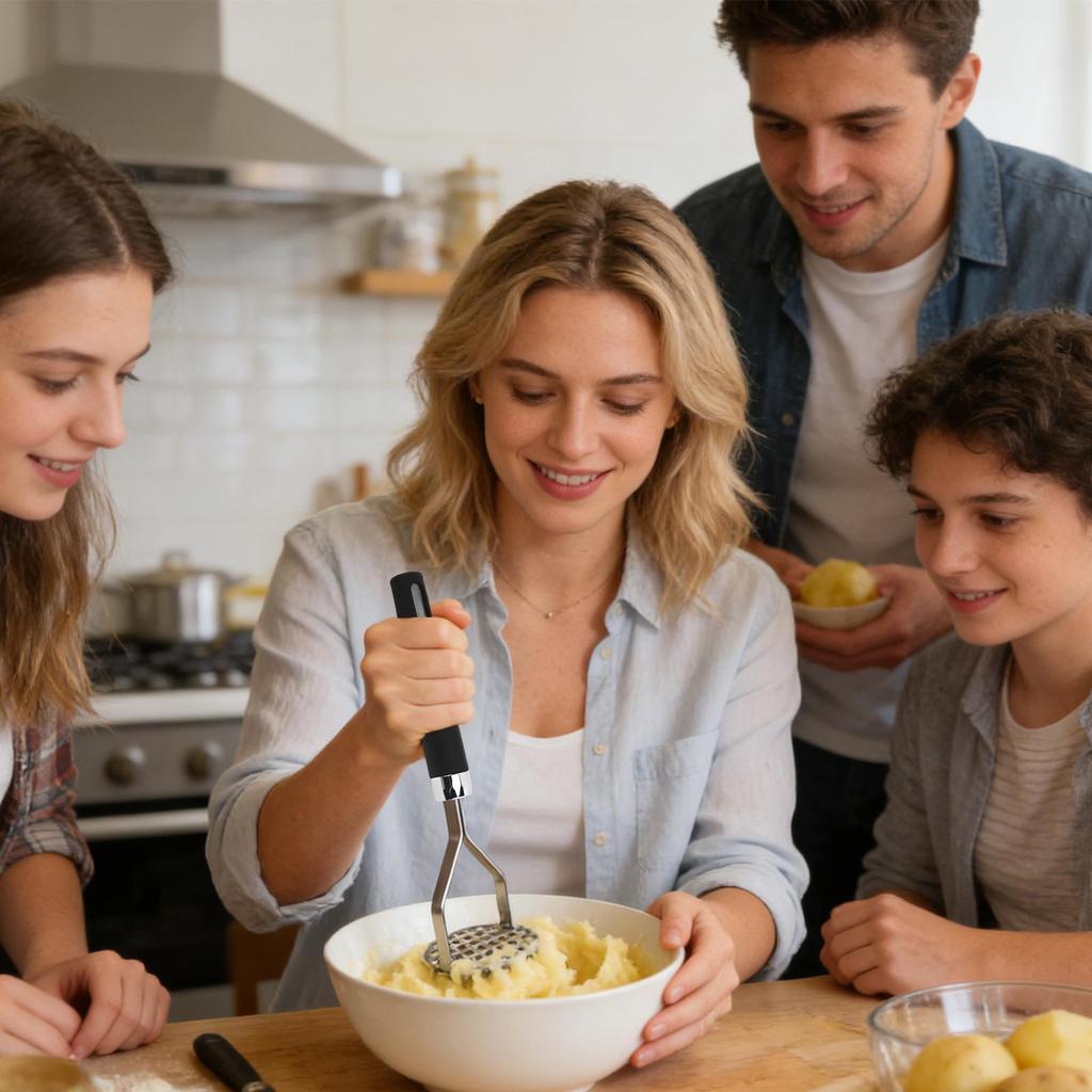 Potato Ricer Heavy Duty Stainless Steel Fruit Vegetable Masher Soft Handle for Baby Food Jam Puree Home Kitchen 3