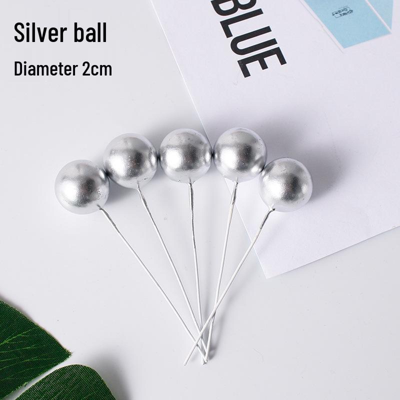 Golden and Silver Ball Cake Decorations with Colorful Birthday Insert Card