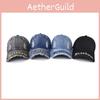 Water Wash Denim Trendy Distressed Baseball Cap For Streetwear Fashion Wear