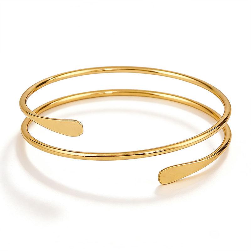 Женский модный преувеличенный полый браслет на руку с уплощенными концами золотой