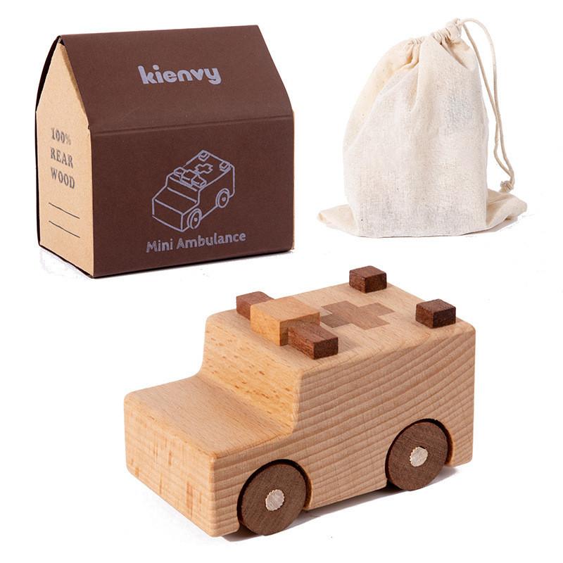 Truck Wooden Fire Excavator Bulldozer Ambulance Model Ornament Children Toy