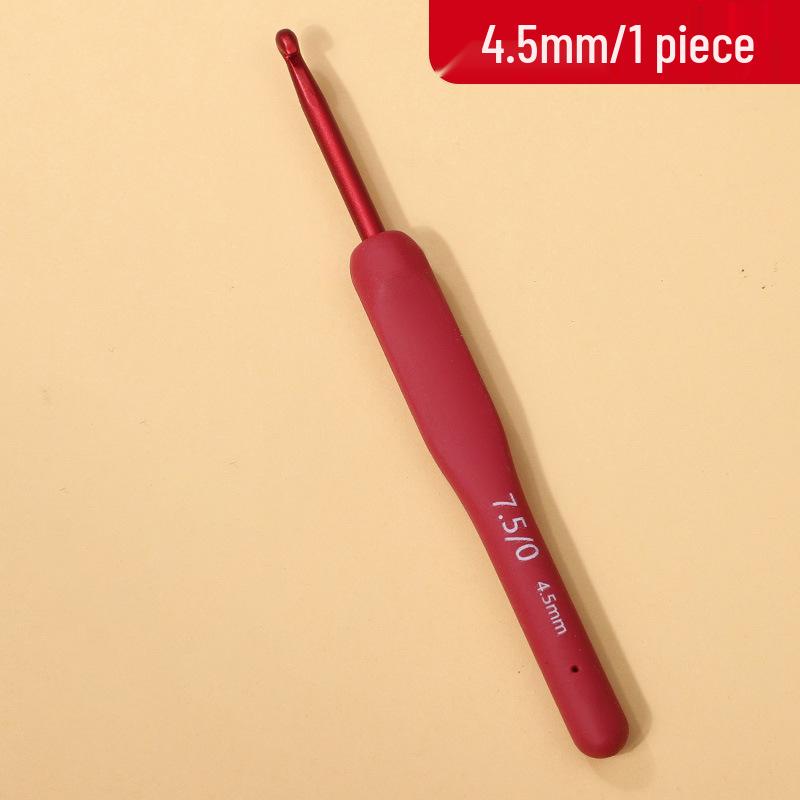 Red Soft Grip Crochet Hooks Set: Handmade Silicone Non-Slip Knitting Needles with Bag
