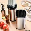 Steel Kitchen Area Plug Seat Knife Holder Multifunctional Storage Rack Knife Organizer Sleek Style Square Round Bucket