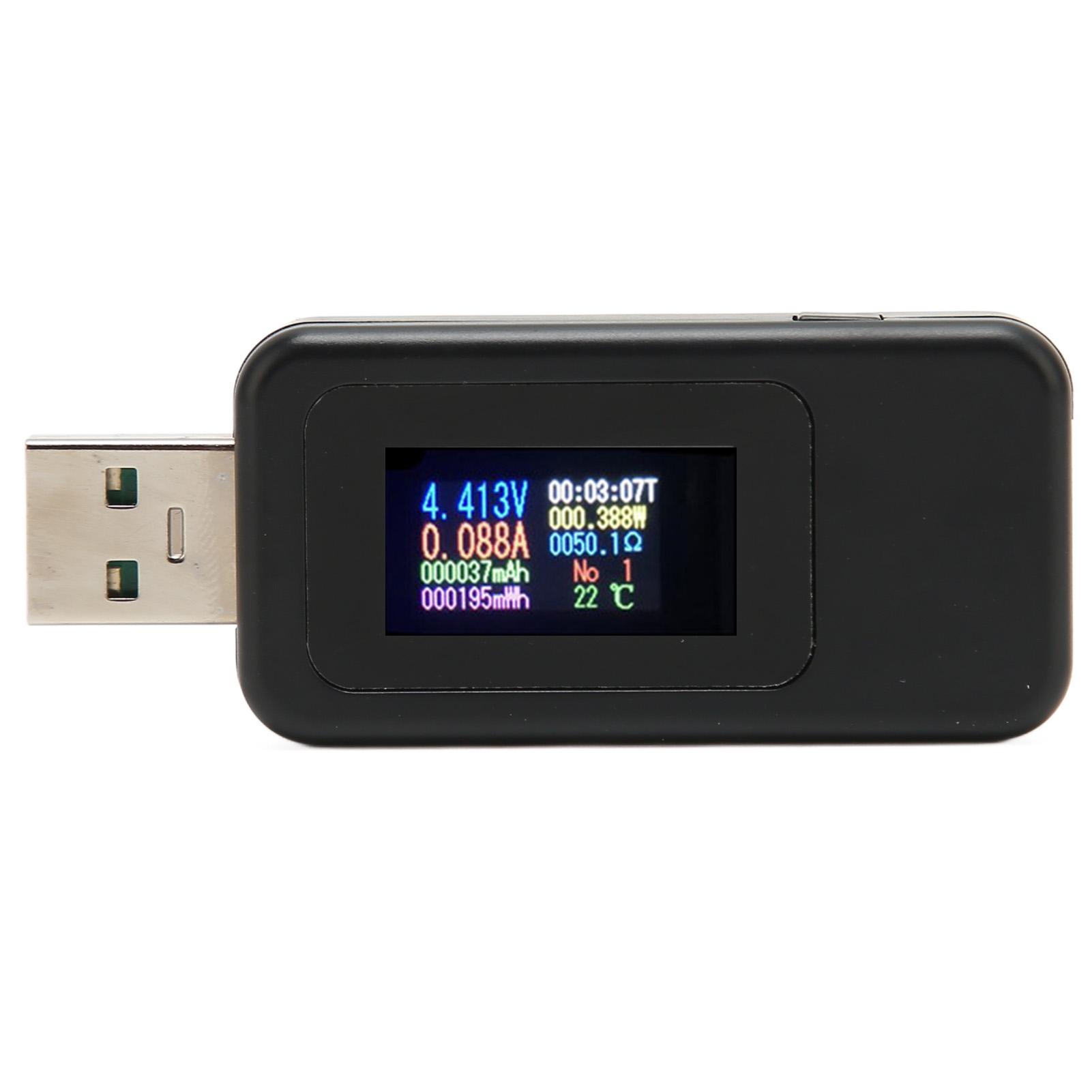 

USB-тестер Кольоровий HD цифровий РК-дисплей Вимірювач потужності 0‑6,5 A 4‑30 В Тестер напруги та струму Мультиметр