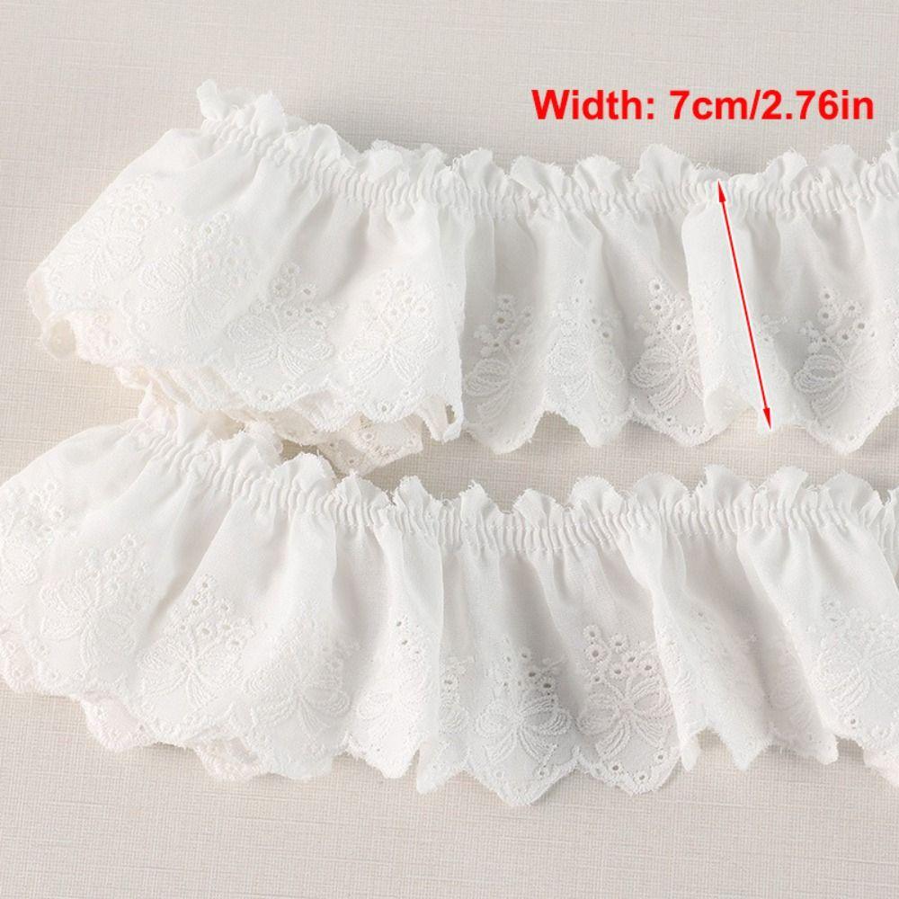Clothing Accessories White Ruffle Lace Trim Ruffle Design Cotton Lace Fabric Width 7cm Clothes Trimming