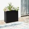 Large Rectangular Metal Planter Box with Removable Divider, Black Tall Indoor Outdoor Flower Pot for Garden Patio Balcony Decor