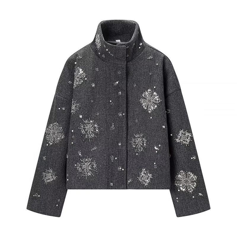 2025 Winter European & American Style Sequin Woolen Jacket M