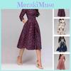 Women's Fashion Vintage Print Long Sleeve Puff Dress In Elegant Floral Pattern