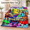 Geometry Dash Custom Name Flannel Throw Blanket Soft Warm for Sofa Bed Indoor Home Use