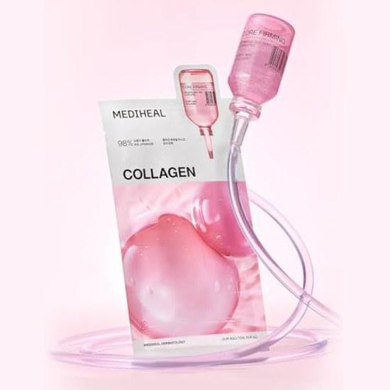 MEDIHEAL Collagen Essential Mask 10P Elasticity Pore Care Abundant Serum Hyaluronic Acid Peptide Moisturizing Skincare Sheet Face Pack