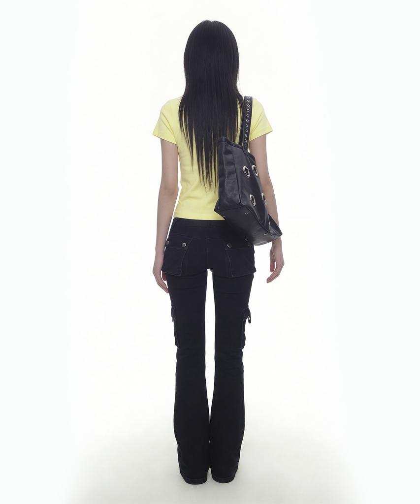GRAVER [Unisex] Sim Cross Slim Short Sleeve T-Shirt_Yellow