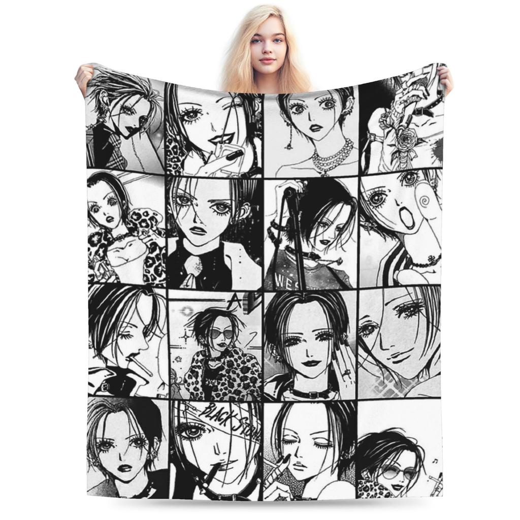 Nana Osaki Manga Panel Collage Blanket Flannel Spring Autumn Breathable Warm Throw Blanket for Sofa Bedroom Bedspread