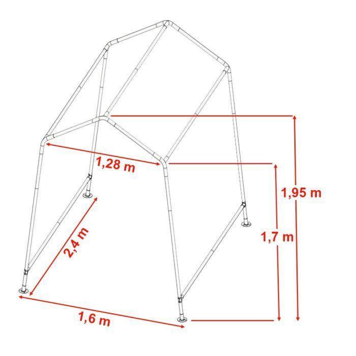 Motorcycle Tent Garage - Motorguard MG2 - 1.6x2.4m - Galvanized Steel - PE Tarp 260g/m² Grey