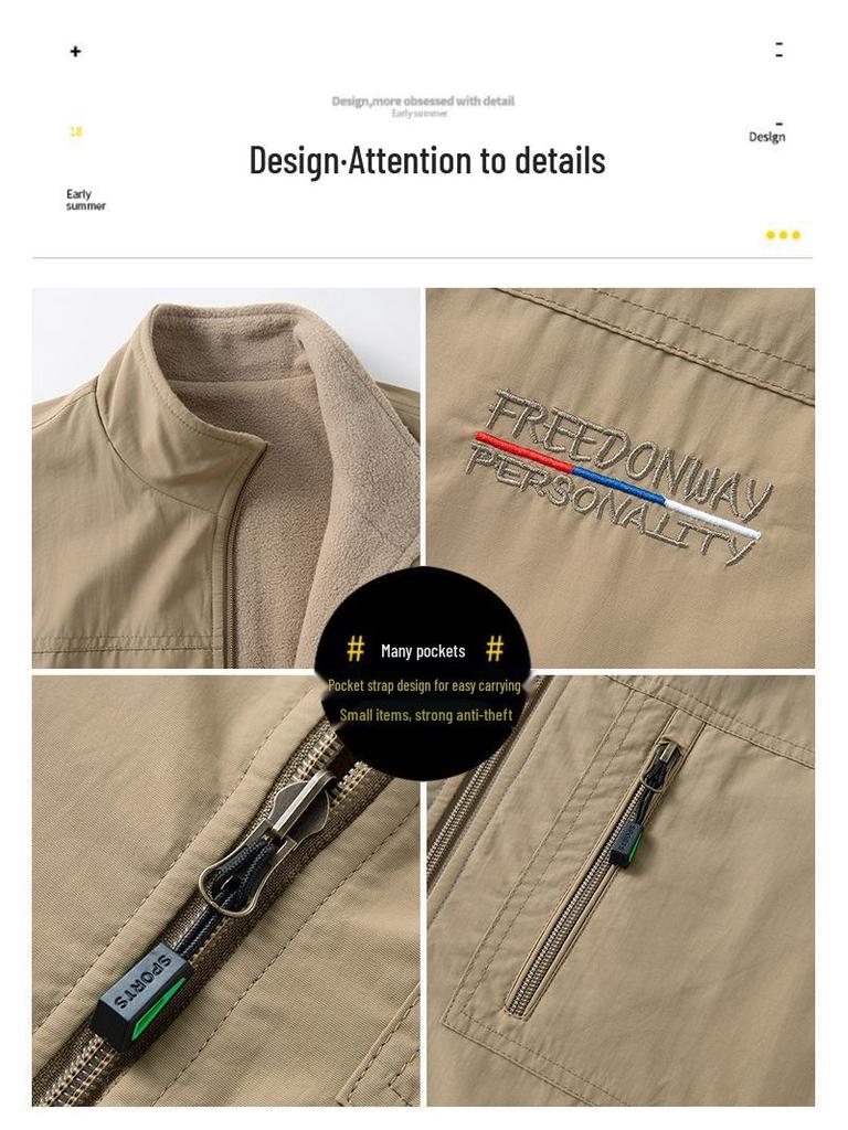 Men's Double-Sided Plush Thickened Vest, Stand-Up Collar for Outdoor, Custom Logo.