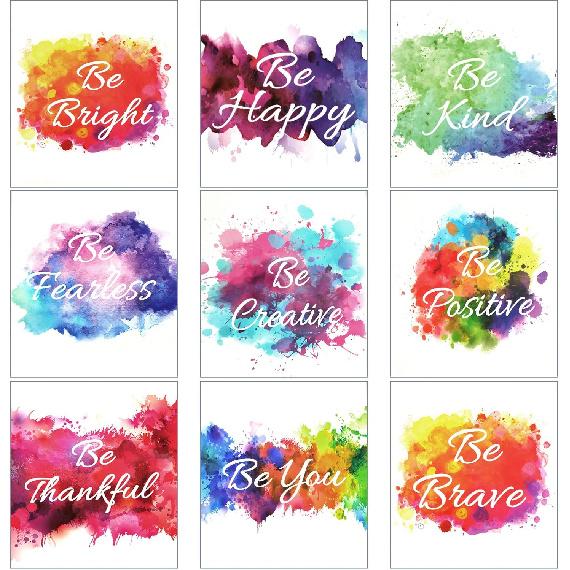 Outus 9 Pcs Watercolor pirational Wall Art Prints Unframed Abstract Art Wall Poster Motivational Posters for Office Classroom Home Bedroom