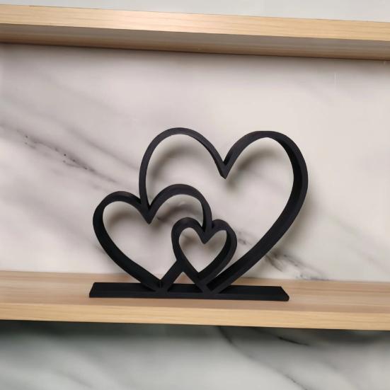 Heart Sculpture 3D Printed Plastic Love Heart Figurine for Wedding Anniversary Couples Gift Modern Heart Statue