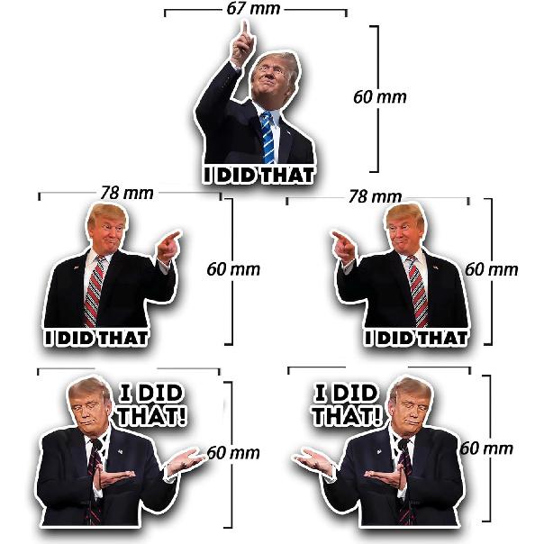Trump I Did That Stickers, 100 Pcs, 3" Large Size, Multicolor, Vinyl, Modern, Contemporary, Rectangular, Outdoor, President Trump, Lightweight