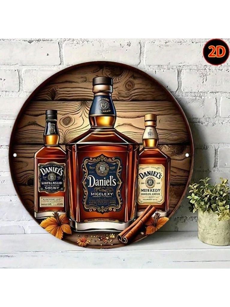 Vintage Metallwandkunst Poster Daniel Whiskey Bar Dekor 20x20cm