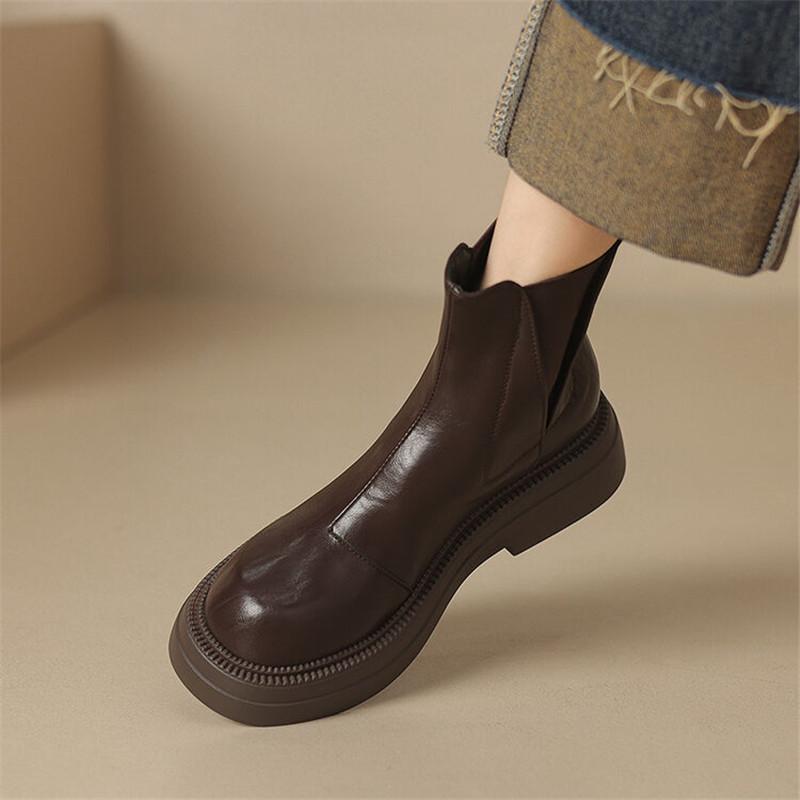 Fashion New Autumn Winter Women Boot Platform Shoes for Women Round Toe Short Boots Fashion Boots Chunky Heel Knight Boots Handmade