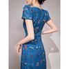 Short Sleeve Dress Women's Summer New Casual Temperament Celebrity Embroidered Square Neck Waist Long Dress