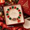 MIRGREE Christmas Gnome Bracelet for Women, Red Green Beaded Bracelet with Santa Hat Charm, Festive Holiday Jewelry, Christmas Gift for Her