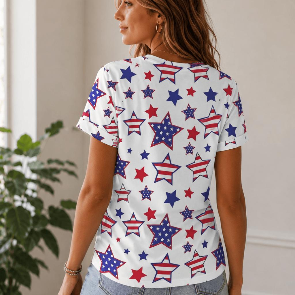 Women Summer Short Sleeve T‑Shirt Vivid 3D Pattern Print O‑Neck Loose Casual Daily Ladies Tops