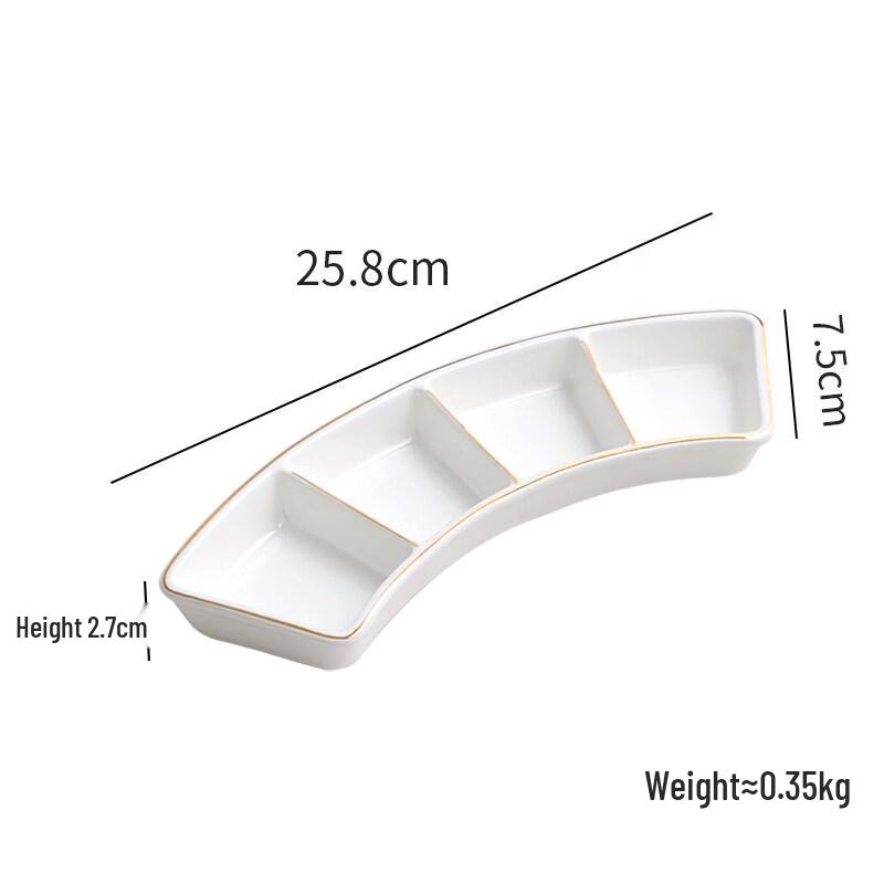 Ceramic Rectangular Three-Compartment Serving Dish