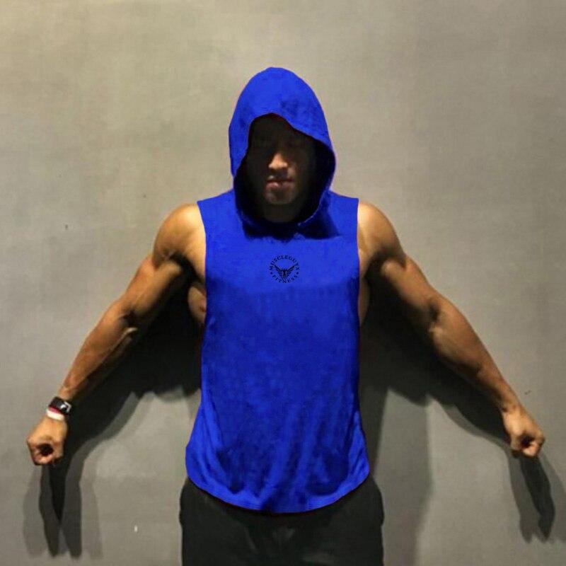 Muscleguys Fitness Loose SleevelessMen's Cotton Breathable Sweat Absorbing Sports Hooded Vest