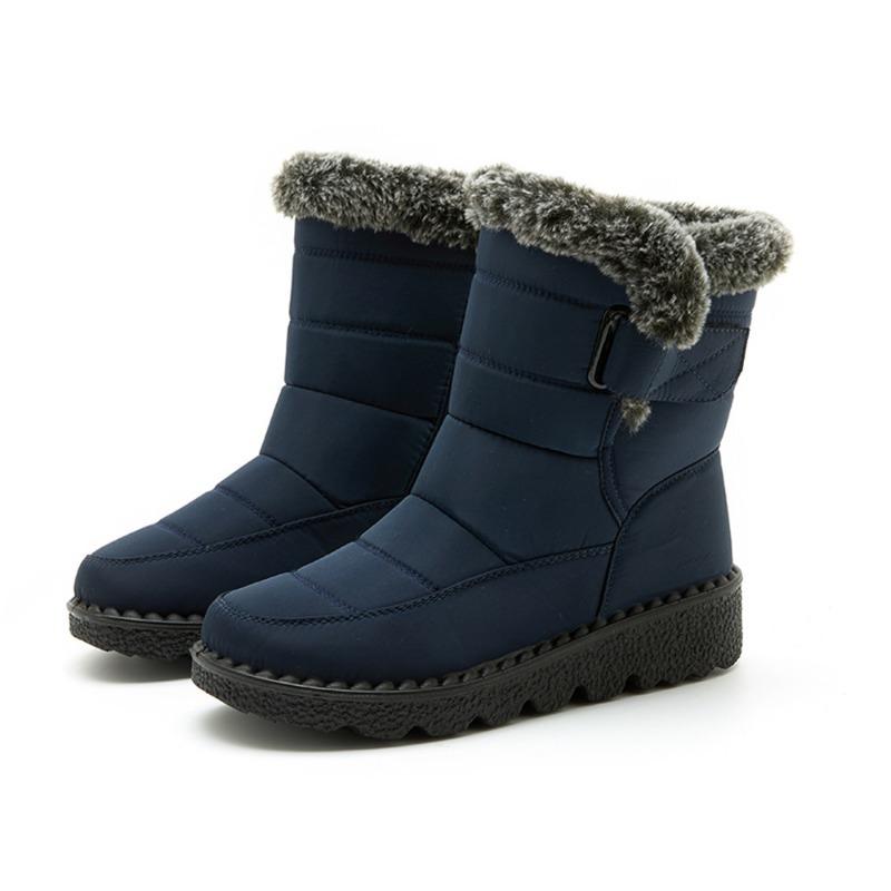 

Winter Plus Velvet Waterproof and Warm Mid-tube Boots Women s Cotton Shoes 35 синій