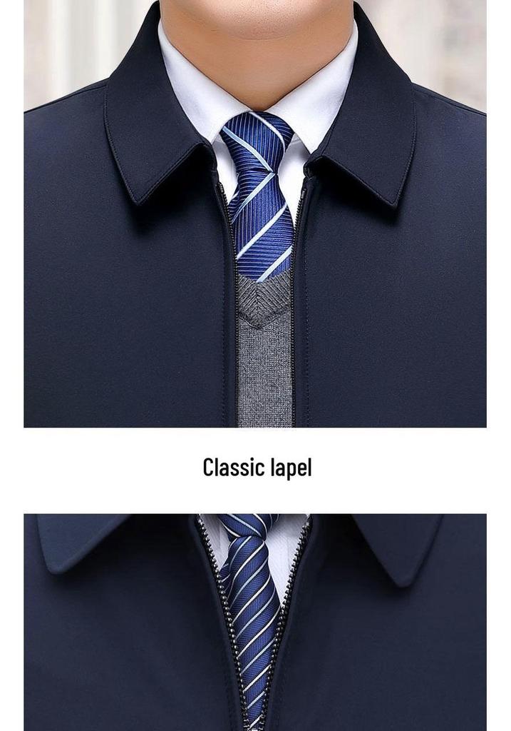 Men's Lapel Jacket: Loose Fit, Plus Size, Dad Style, Versatile Business Wear for Middle-aged & Elderly - Spring & Autumn