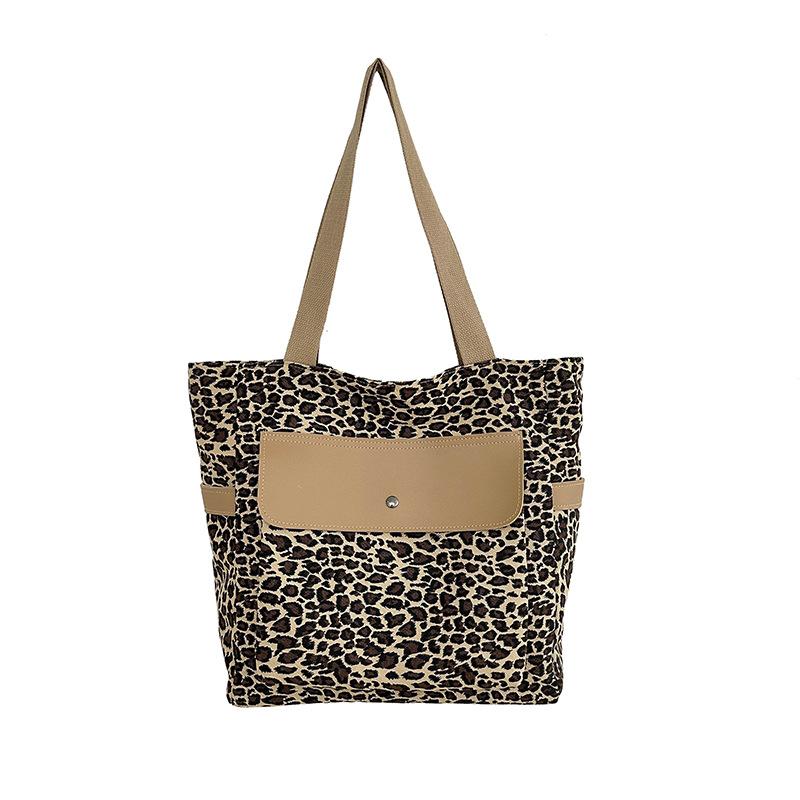 Large capacity leopard print fashion shoulder bag women's new simple personalized tote bag large shopping bag leisure travel bag