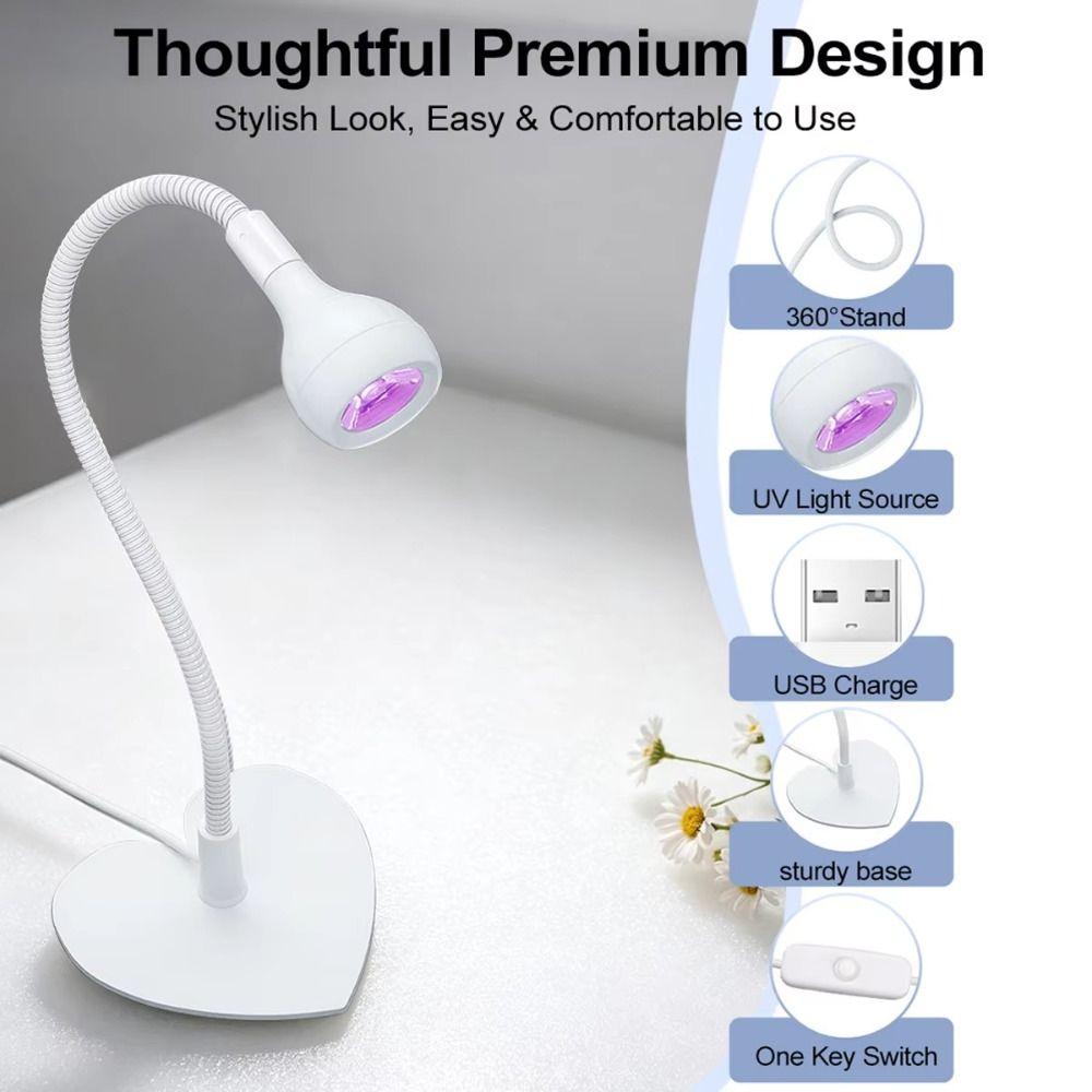 USB Plug In UV LED Nail Lamp 360 Degree Adjustable Nail Drying Lamp Home Use