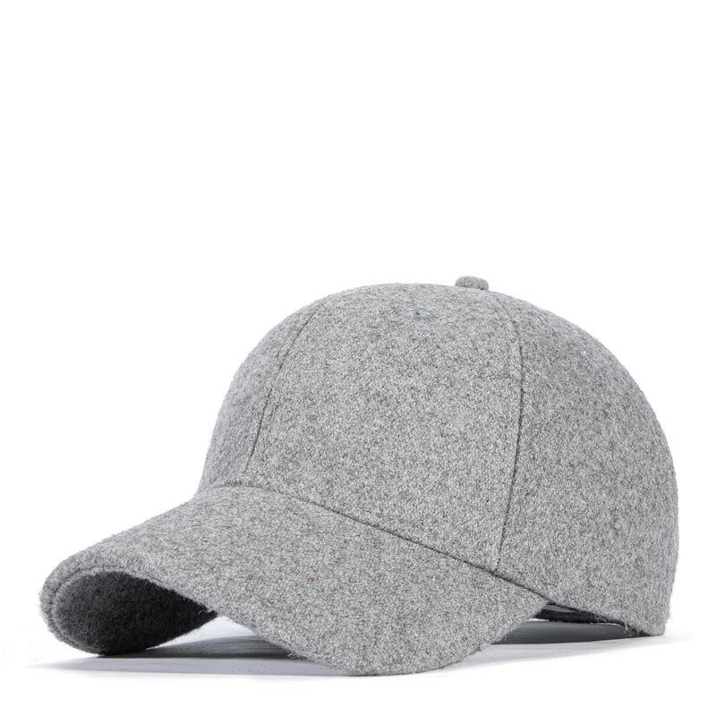 Autumn and winter new short brim wool baseball cap men's and women's simple business versatile trendy warm duck tongue hat