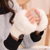 Women Fashion Warm Winter Faux Rabbit Fur Wrist Fingerless Gloves Mittens Cute Wristband Gloves