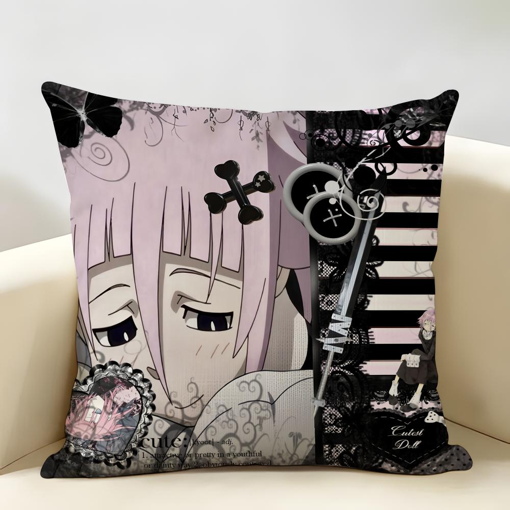 SSoul Eater Anime Evans Cushion Cover Natural Linen Organic Fabric DoubleSided Printing Room Sofa Decor Pillow Case