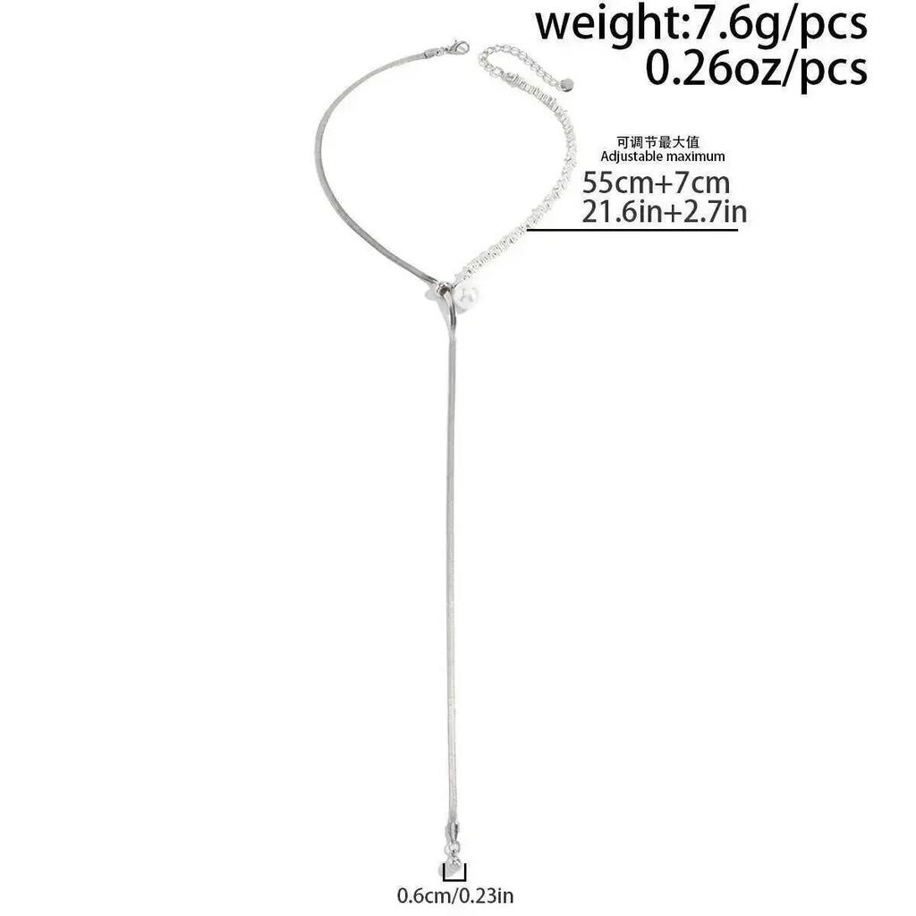 IngeSight.Z Trend Creative Imitation Pearl Long Tassel Pendant Necklace Women Simple Adjustable Neck Accessories Fashion Jewelry