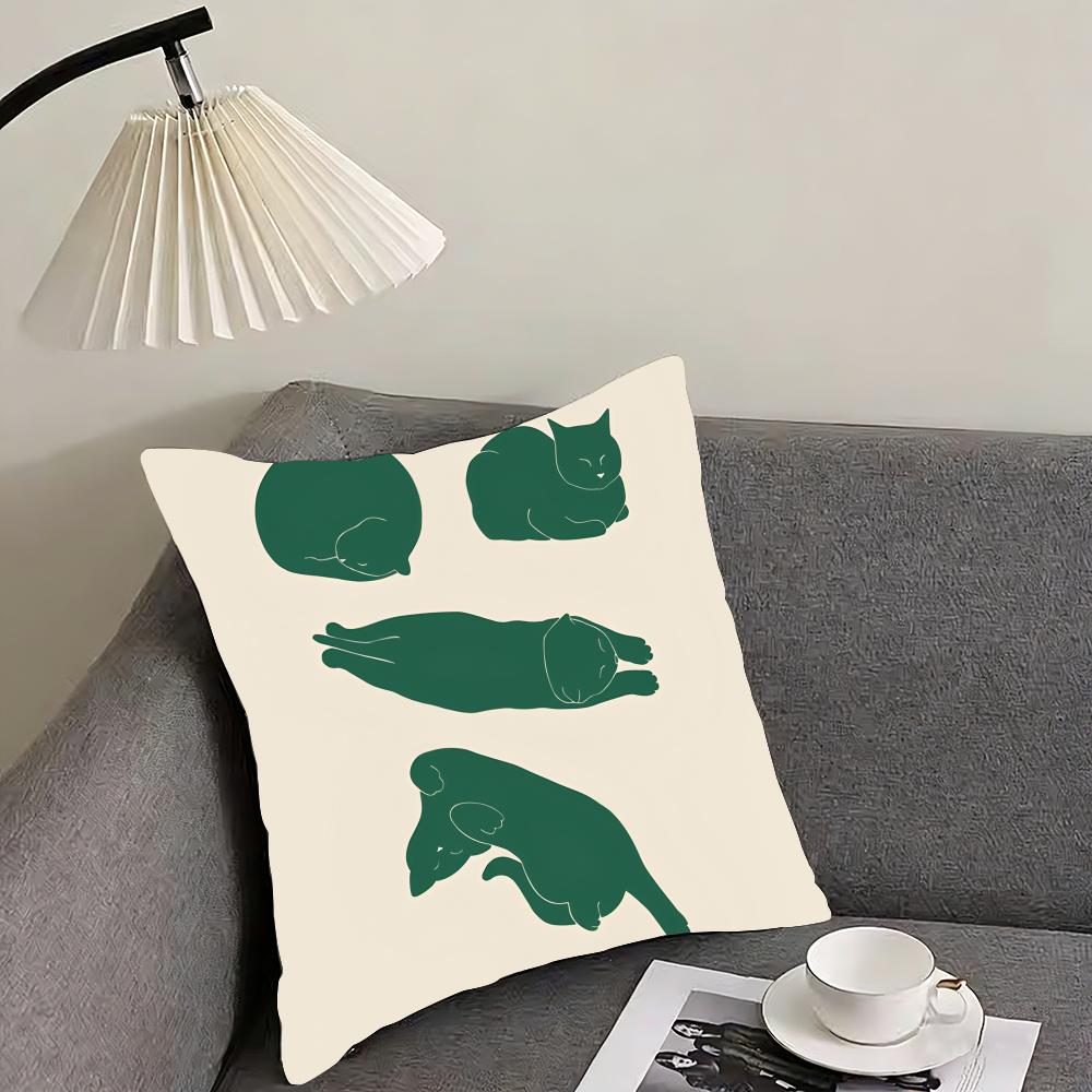 

Minimalist Sleepy Kittens Cute Cushion Cover Pillowcase Ultra Soft Skin Friendly Fabric Cloud Like Comfort Concealed Zipper 30x30cm
